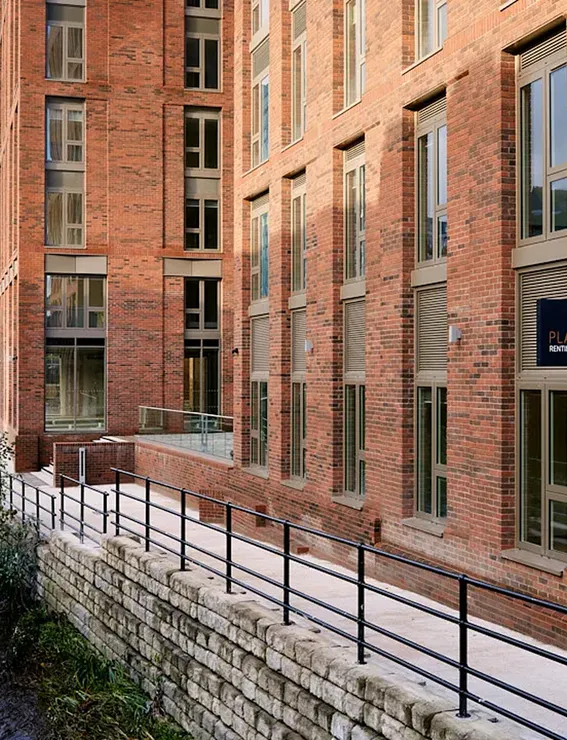 Sheffield external showing side of building and river