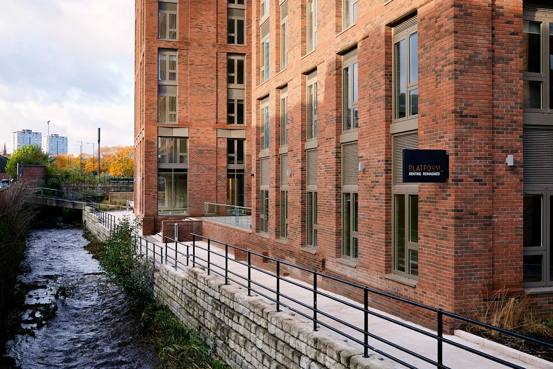 River walk at the side of PLATFORM_ in Sheffield