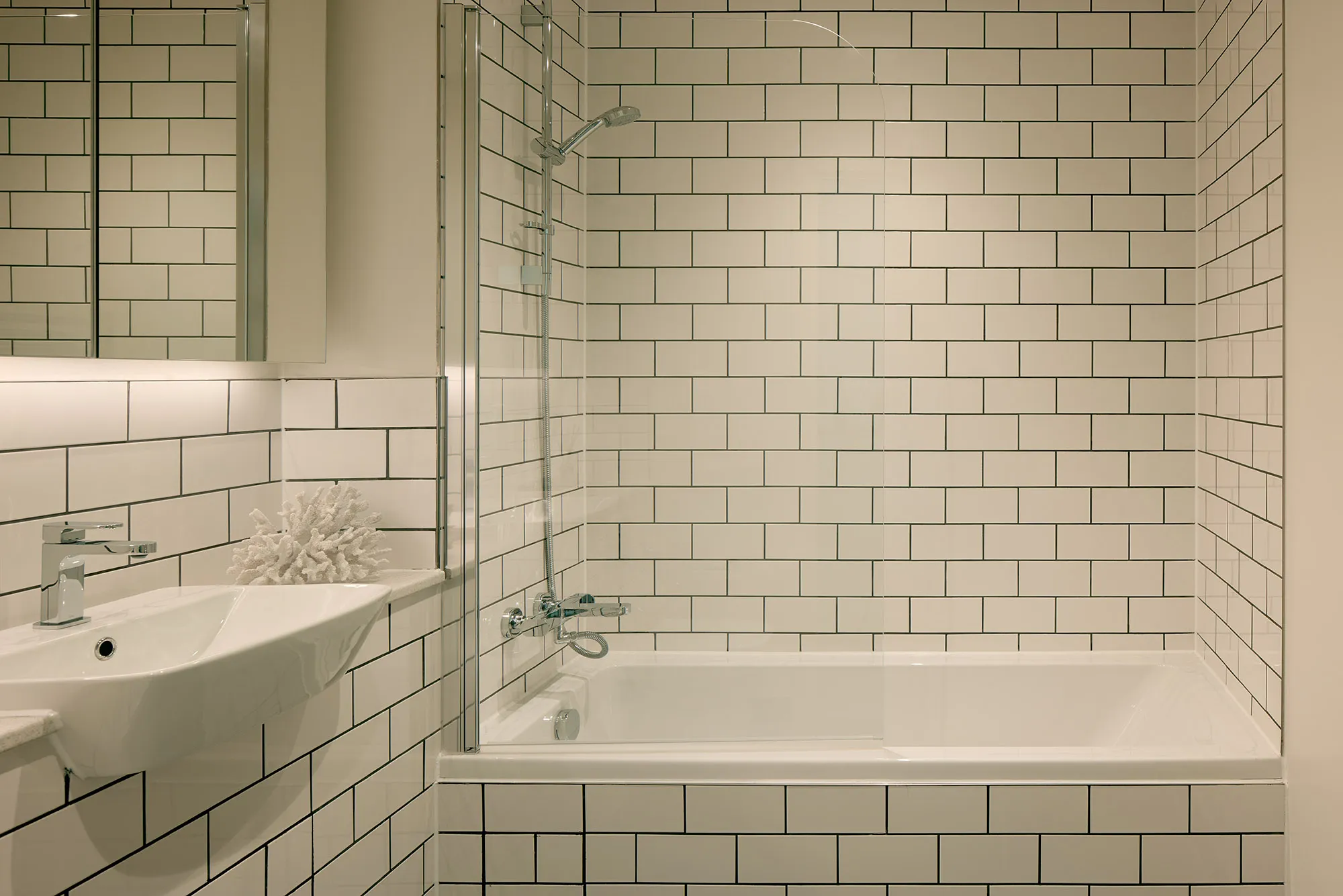 White tiled bathroom
