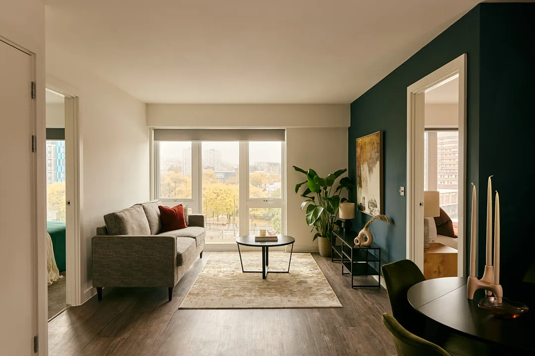 2 bed apartment living room