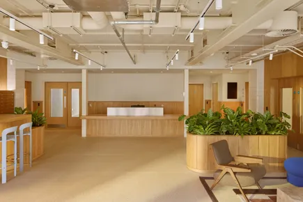 Reception, showing desk and seating area at PLATFORM_ in Edinburgh