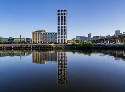 View across river showing exterior of PLATFORM_ in Glasgow